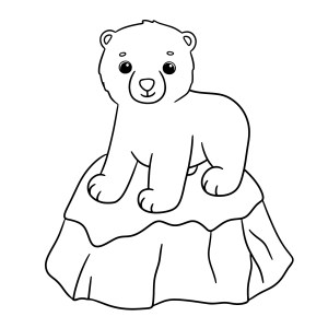 Filhote de urso polar em cima do iceberg para colorir
