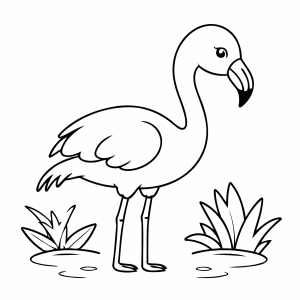 Flamingo de asas abertas na margem para colorir