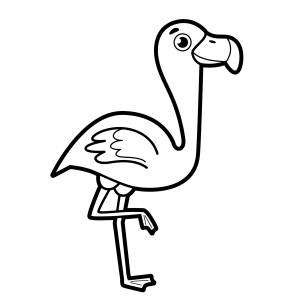 Flamingo de perfil em uma perna só para colorir