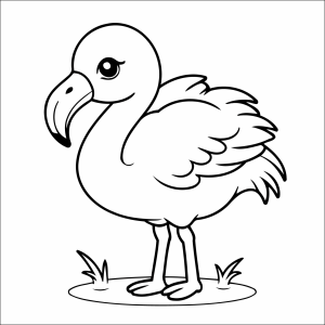 Flamingo fofo olhando para trás para colorir