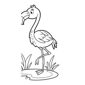 Flamingo kawaii empoleirado para colorir