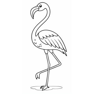 Flamingo na água com os pés vermelhos para colorir