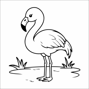Flamingo pisando na água para colorir
