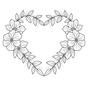 Flores em Coração para Colorir