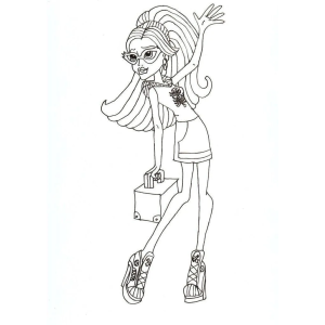 Garota Monster High carregando um baldinho para colorir