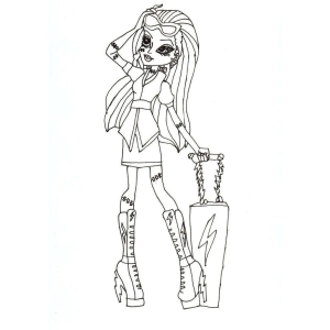 Garota Monster High com mala de viagem para colorir