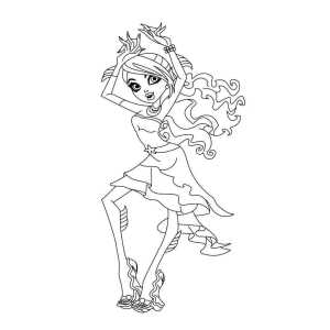 Garota Monster High dançando com flores para colorir