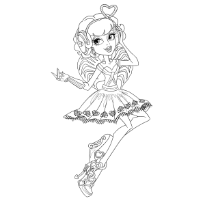Garota Monster High de cabelo cacheado e minissaia para colorir