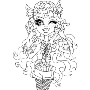 Garota Monster High de cabelo enorme piscando para colorir