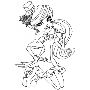 Garota Monster High de cartola e luvas para colorir