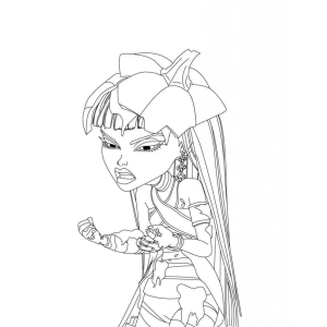 Garota Monster High de chapéu e cabelo longo para colorir