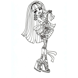 Garota Monster High de franja e botas de cano alto para colorir