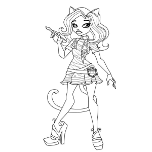 Garota Monster High de orelhas de gato para colorir