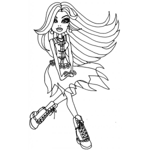 Garota Monster High de saia rodada e plataformas para colorir