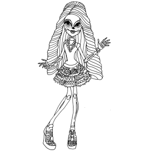Garota Monster High de saia xadrez e botas para colorir