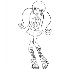 Garota Monster High de vestido curto e franja para colorir