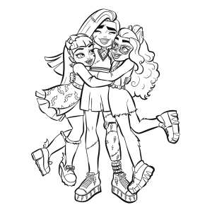 Garota Monster High em pose de salto para colorir