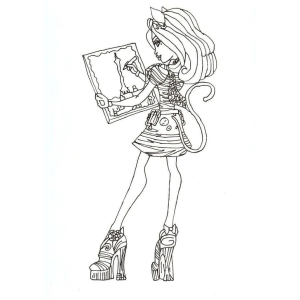 Garota Monster High segurando um quadro para colorir
