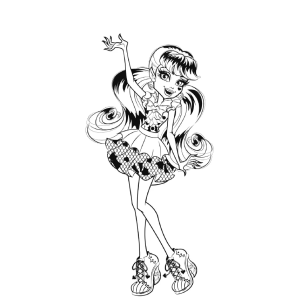 Garota Monster High sentada de pernas cruzadas para colorir
