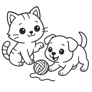 Gatinho e Cachorrinho Brincando