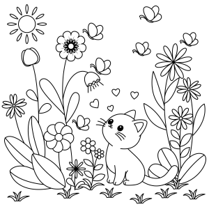Gatinho na Magia da Primavera