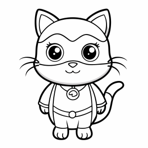 Gatinho super-herói kawaii para colorir