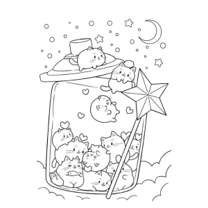 Gatos Kawaii em Pote Mágico