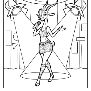 Gazelle no palco com holofotes para colorir