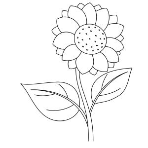 Girassol delicado de traço fino para colorir