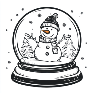 Globo de neve com boneco de neve de braços abertos para colorir