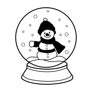 Globo de neve com boneco de neve de cachecol para colorir