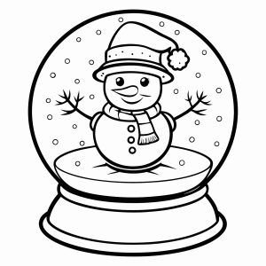 Globo de neve com boneco de neve e base de estrelas para colorir