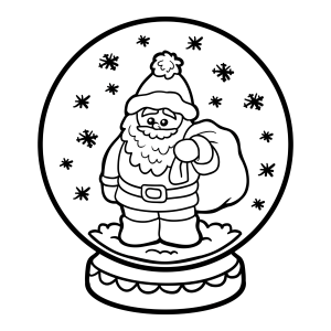 Globo de neve com Papai Noel e o saco de presentes para colorir