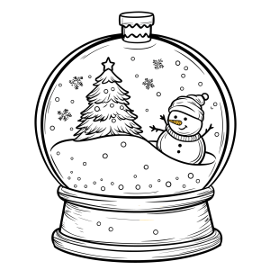 Globo de neve em formato de pote com pinheiro para colorir