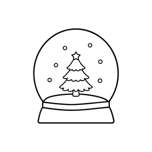 Globo de neve redondinho com pinheiro para colorir