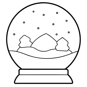 Globo de neve simples com colinas nevadas para colorir