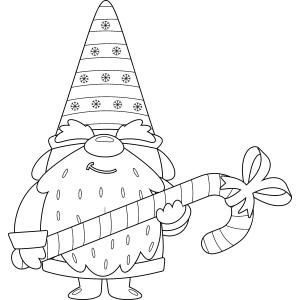 Gnomo de Natal com bengala doce para colorir