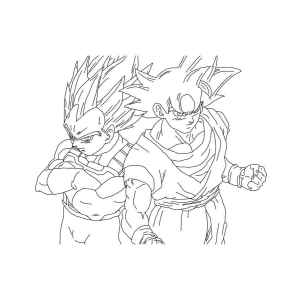 Goku e Vegeta: Poder e Rivalidade para Colorir