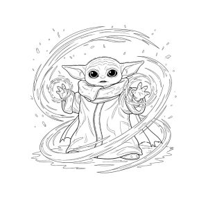 Grogu usando a Força para colorir