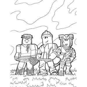 Grupo de avatares do Roblox na aventura para colorir