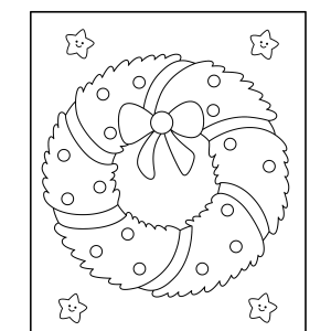 Guirlanda com laço e bolinhas de Natal brilhantes para colorir
