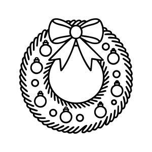 Guirlanda com laço e bolinhas de Natal para colorir