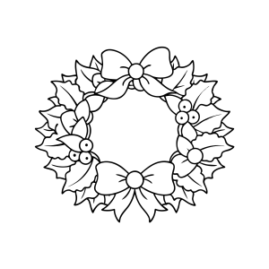 Guirlanda de folhas com laço e flores para colorir