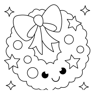 Guirlanda kawaii sorridente com laço para colorir