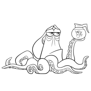 Hank, o polvo, com Dory para colorir