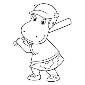 Hipopótamo Jogador de Baseball Pronto para o Jogo