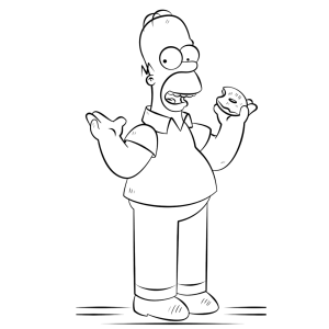 Homer Simpson comemorando de braços para cima para colorir