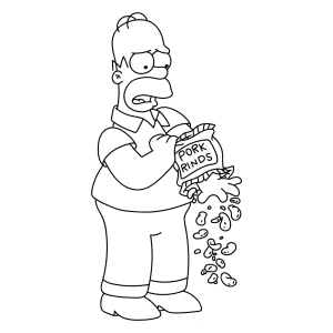 Homer Simpson segurando um buquê de flores para colorir