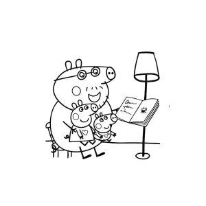 Hora da História com Papai Pig e Família