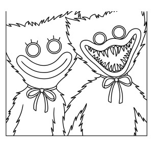 Huggy Wuggy e Kissy Missy lado a lado para colorir